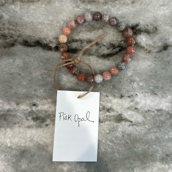8. Reiki Infused Pink Opal Natural Stone Bracelet - Picture 2 of 3